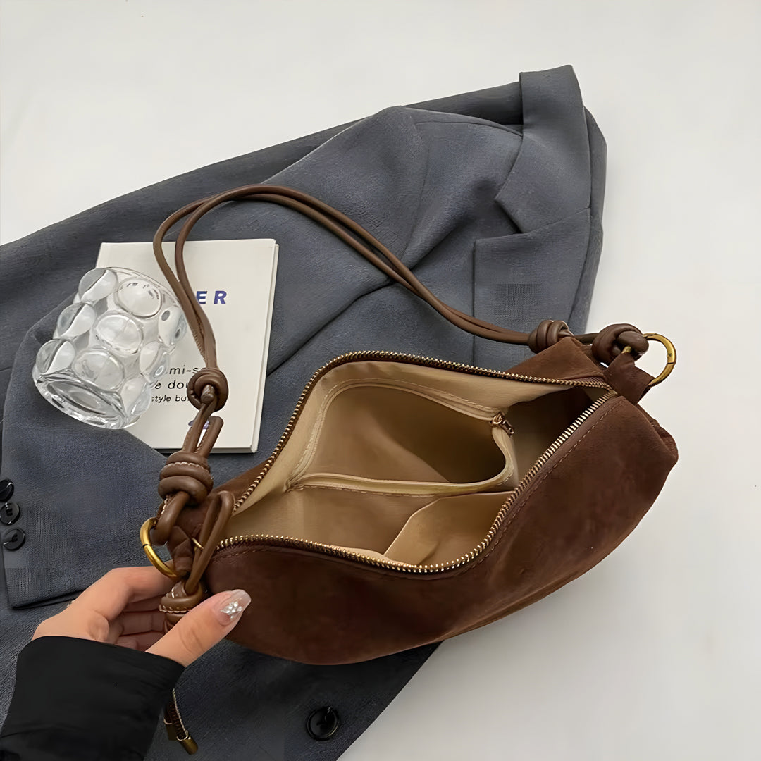 Alma™ | Suede Skuldertaske Brun