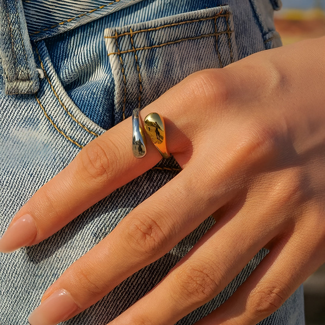 Disa Dråbe Ring Guld-Sølv