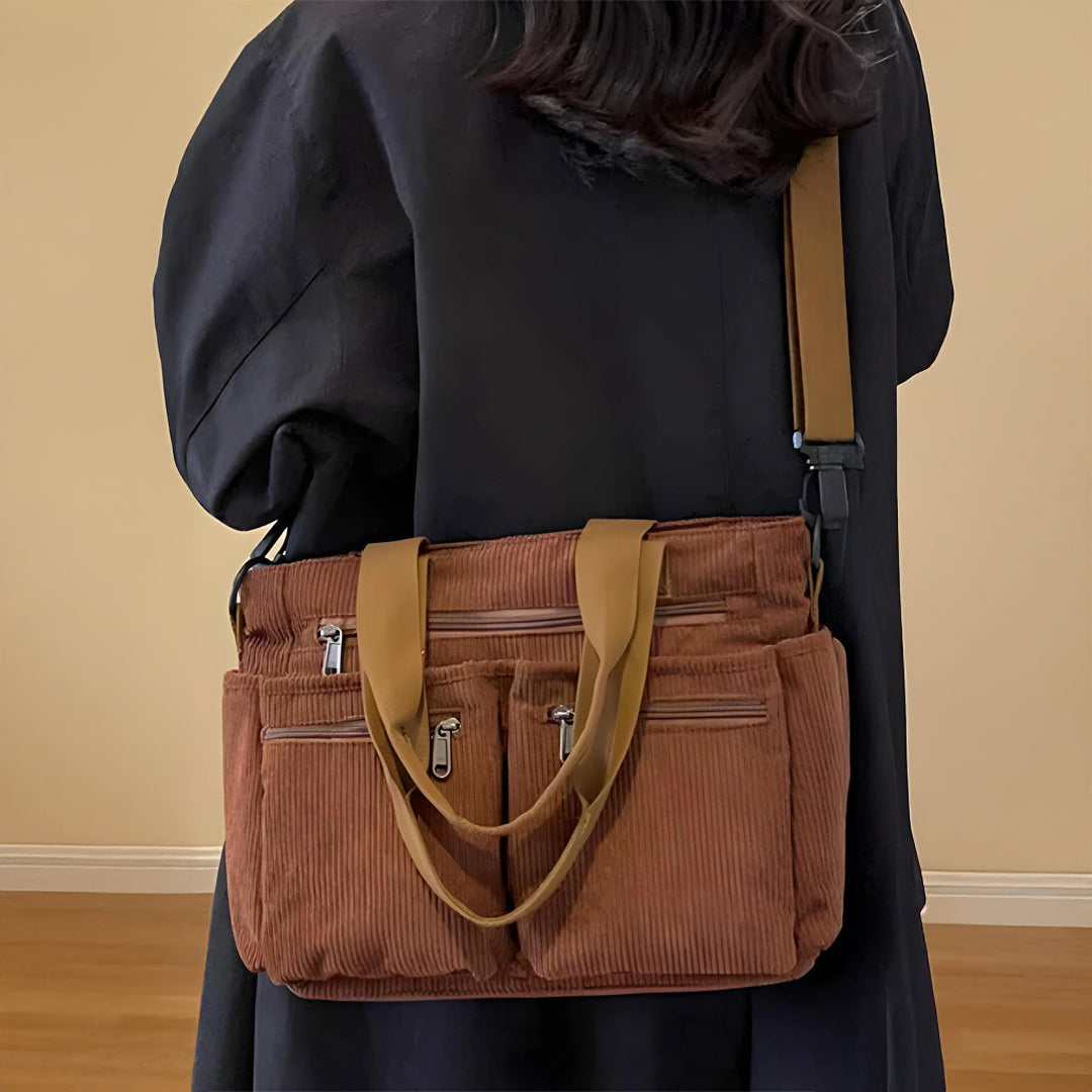 Astera™ | Skuldertaske Double Zip Brun