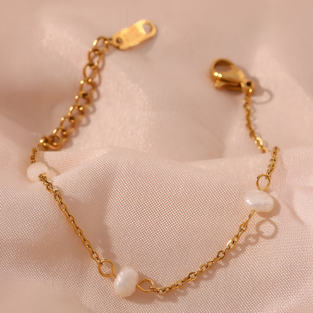 Solveig Ferskvandsperlearmbånd I Guld