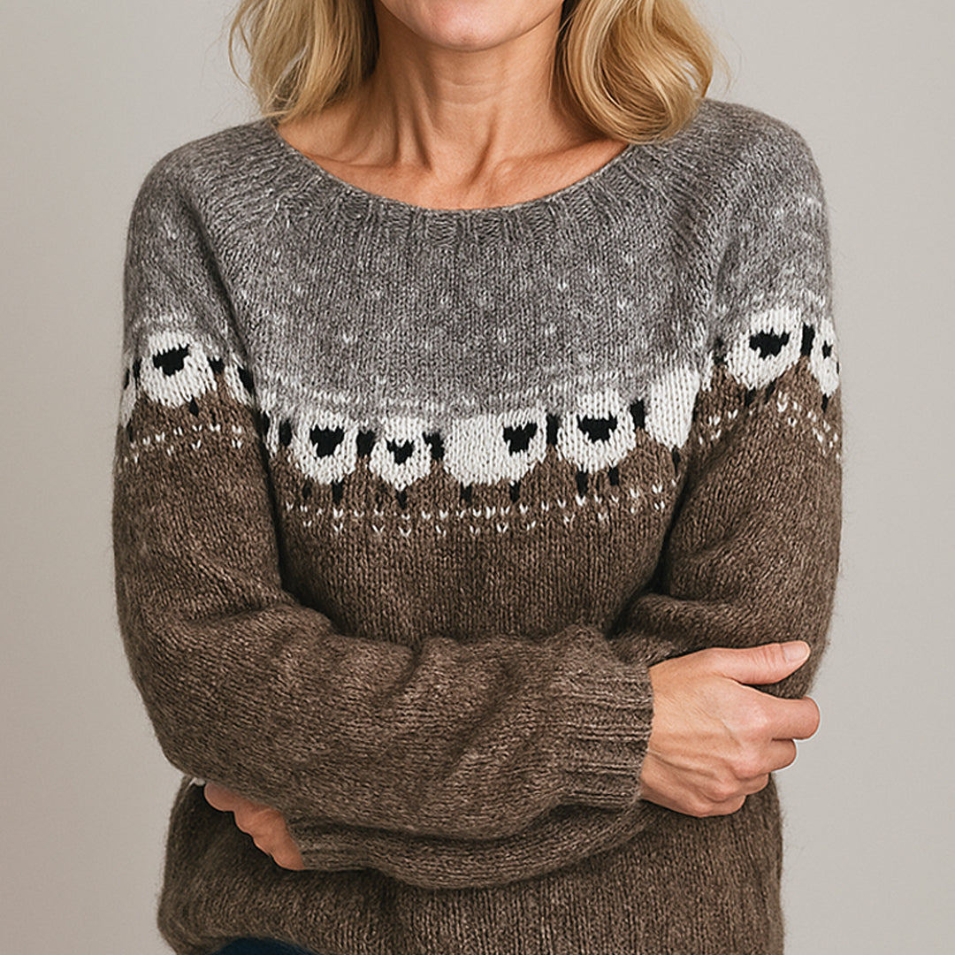 Valentína™ | Elegant Vintage Sweater Brun