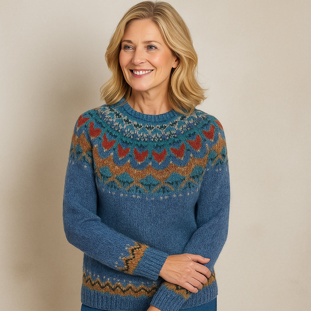 Valhildur™ | Elegant Vintage Sweater Blå