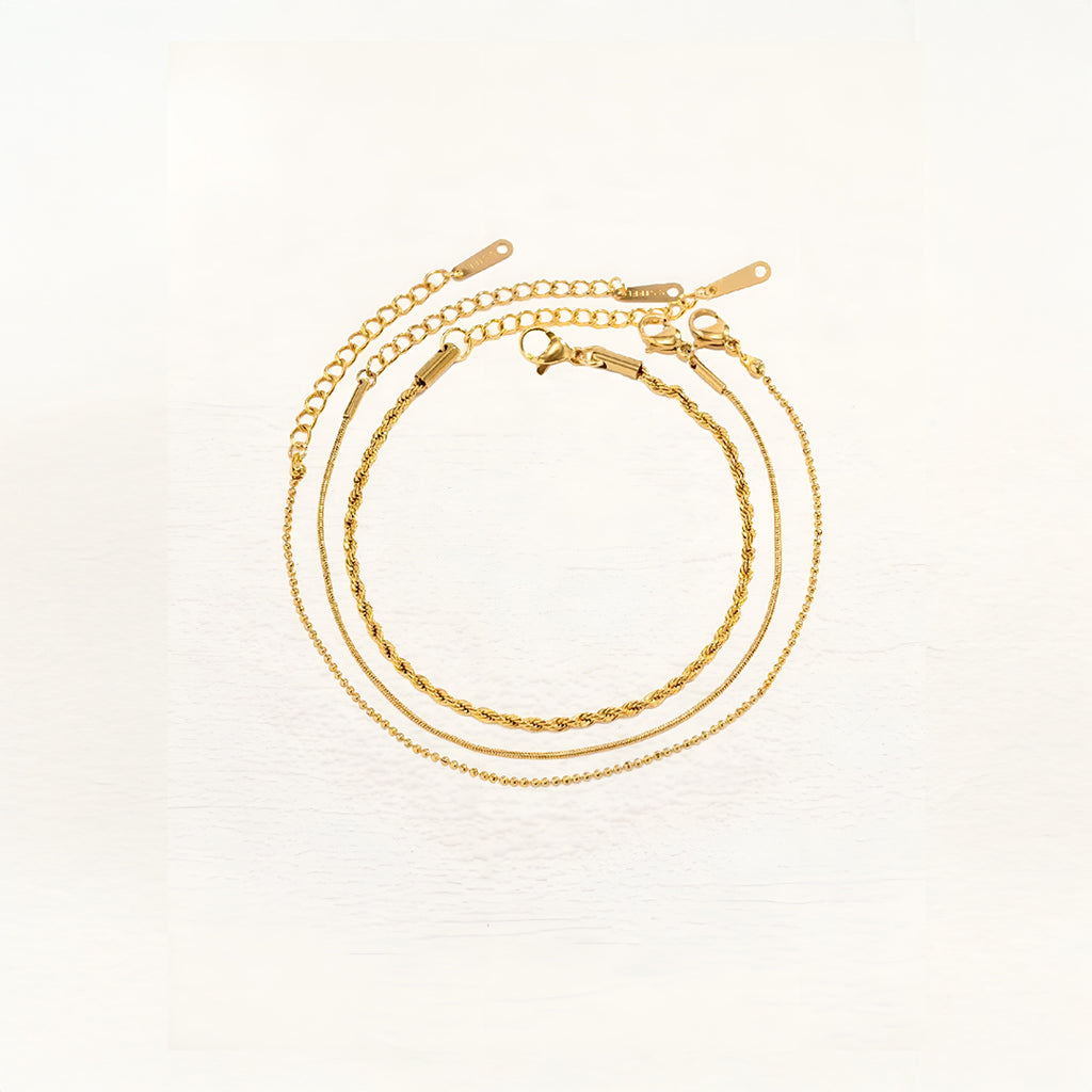 Hedda 3-Lags Armbåndssæt I Guld