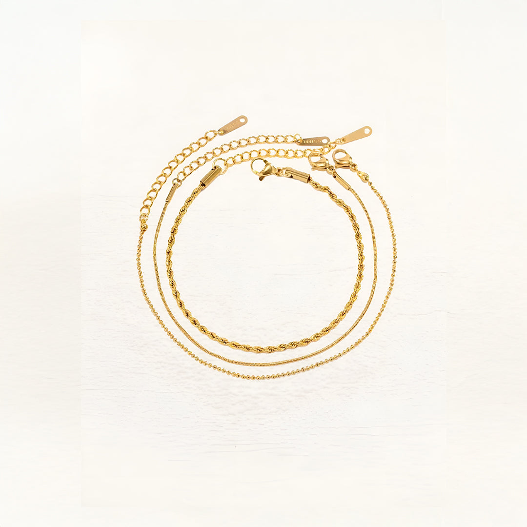 Hedda 3-Lags Armbåndssæt I Guld