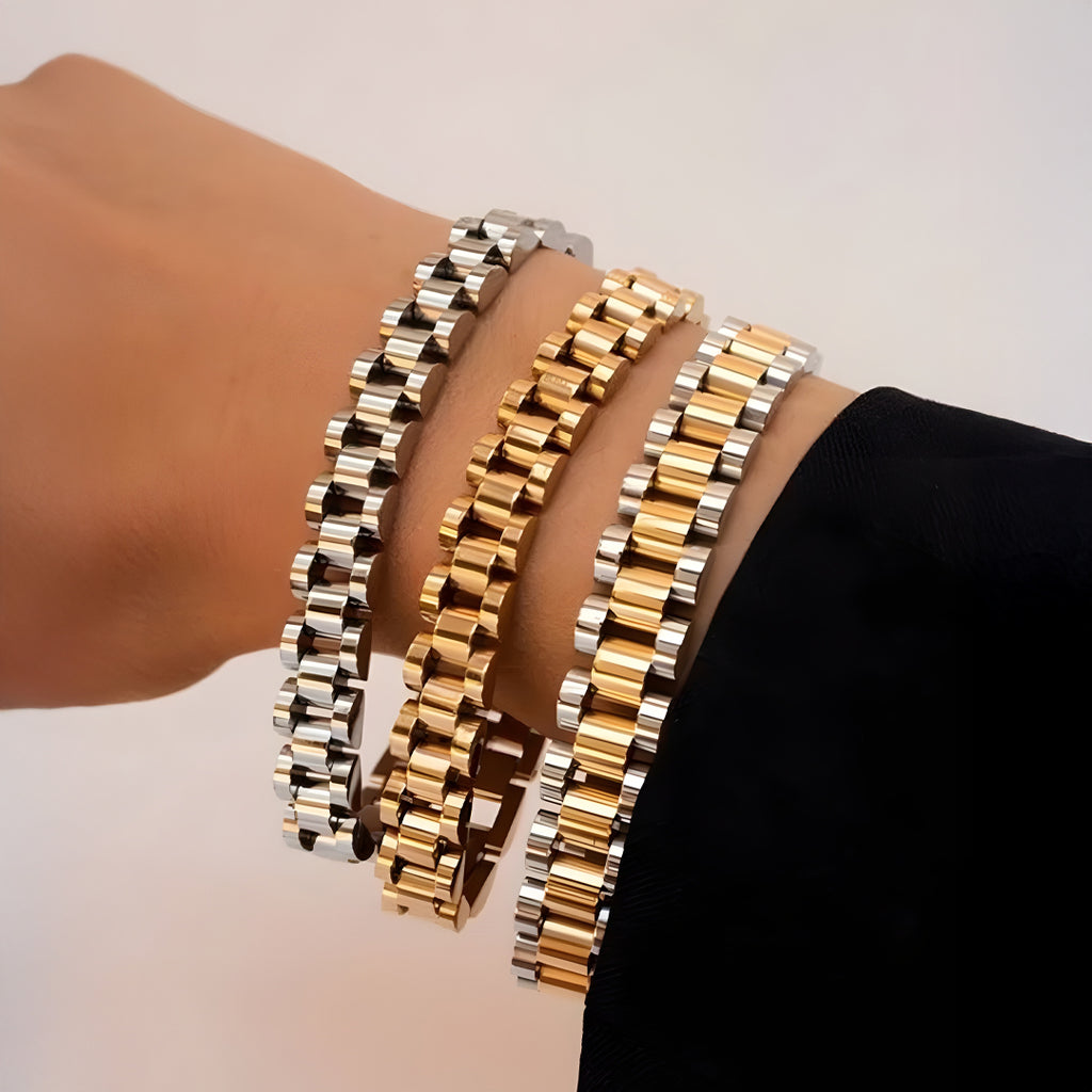 Marit Bred Armbånd I Guld Og Sølv