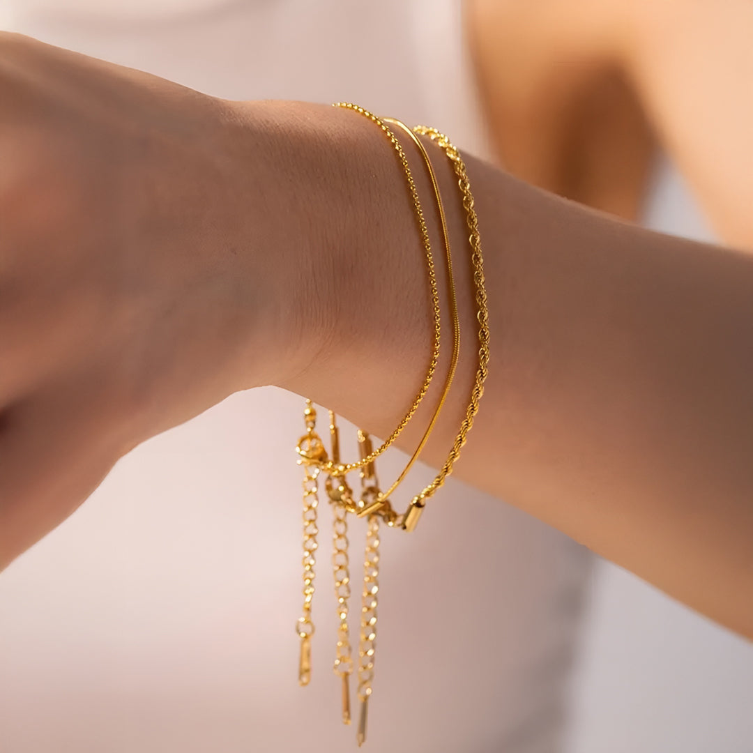 Hedda 3-Lags Armbåndssæt I Guld