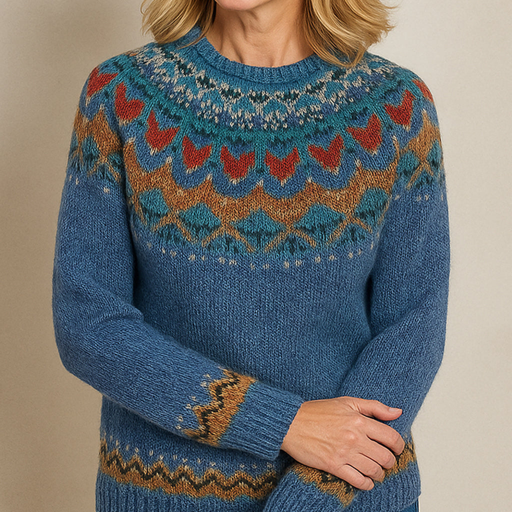 Valhildur™ | Elegant Vintage Sweater Blå