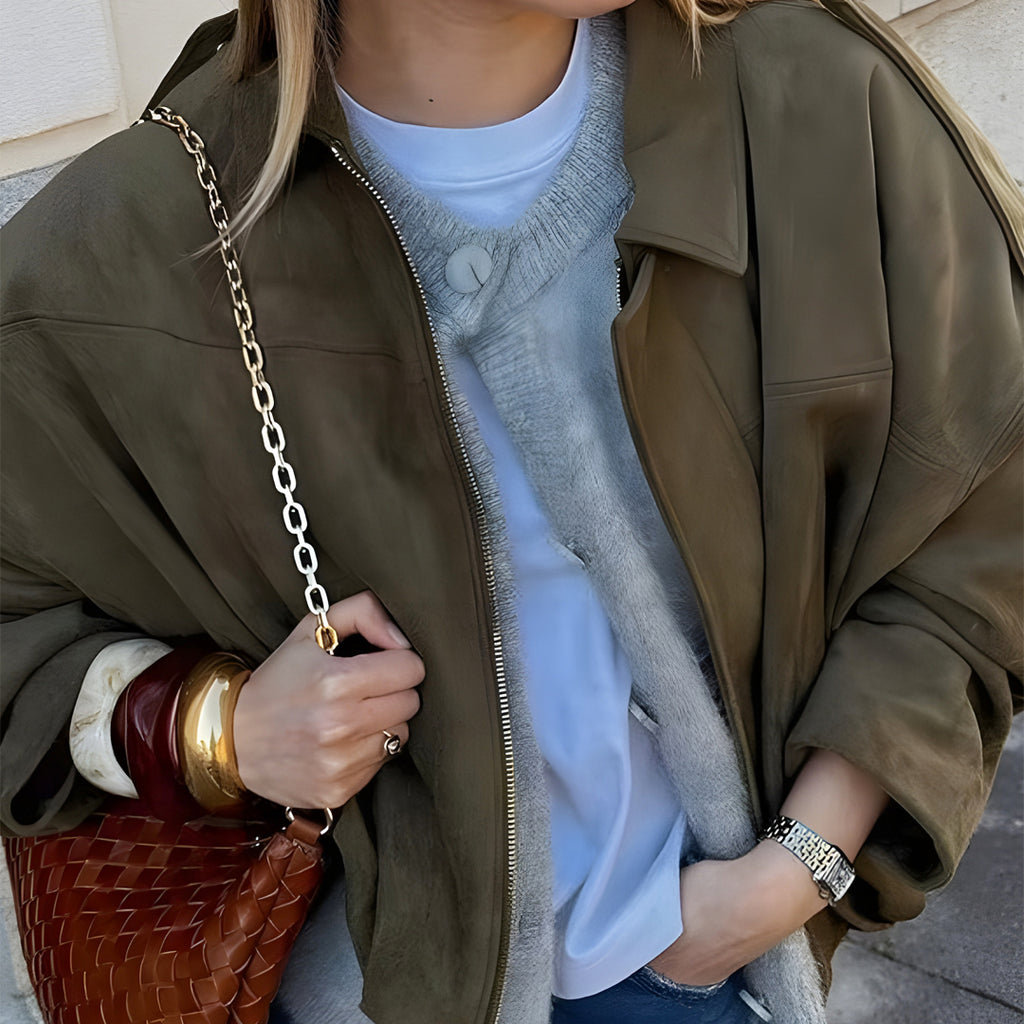 Selina™ | Luksus Bomberjakke I Ruskind