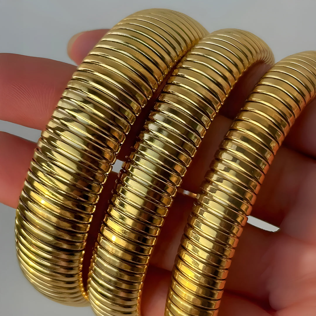 Liv - Bred Snake Armbånd Stretch Guld