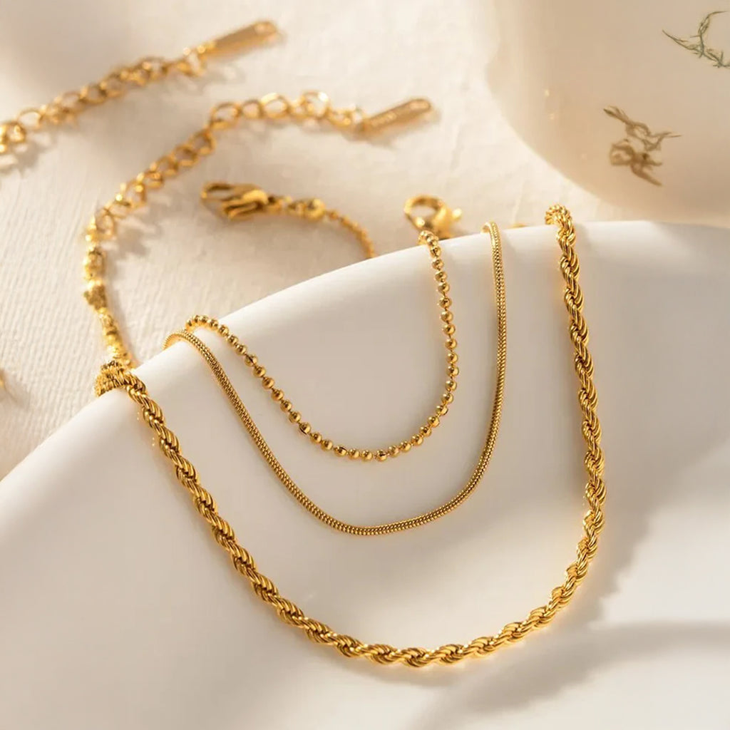 Hedda 3-Lags Armbåndssæt I Guld