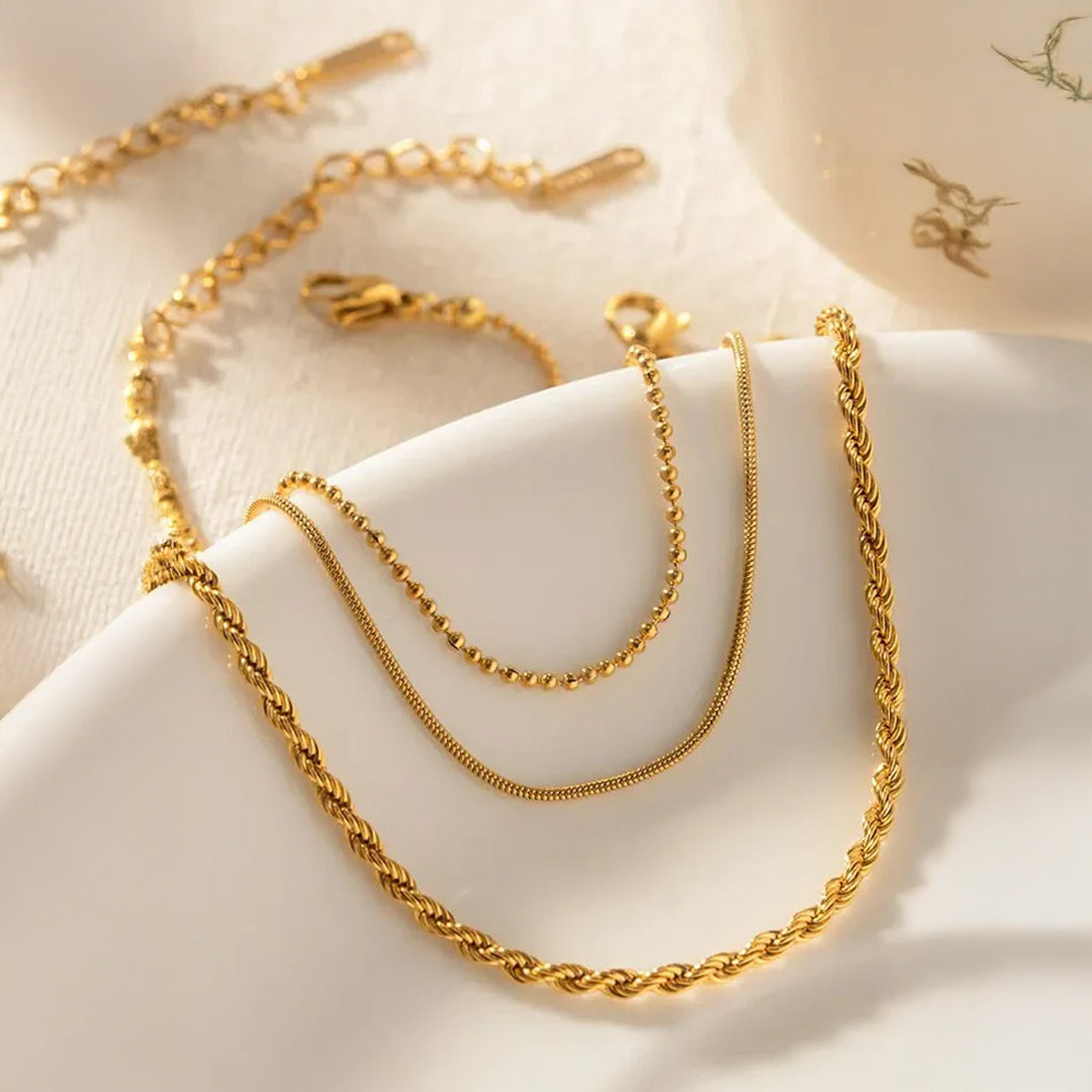 Hedda 3-Lags Armbåndssæt I Guld