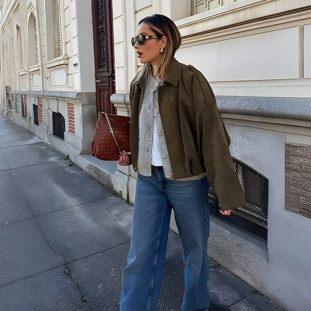 Selina™ | Luksus Bomberjakke I Ruskind