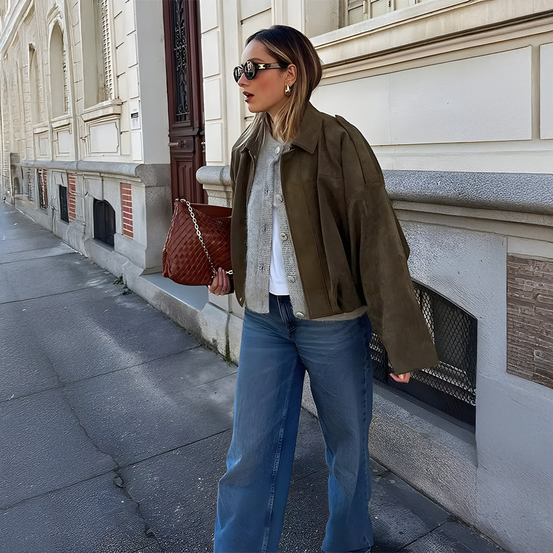 Selina™ | Luksus Bomberjakke I Ruskind