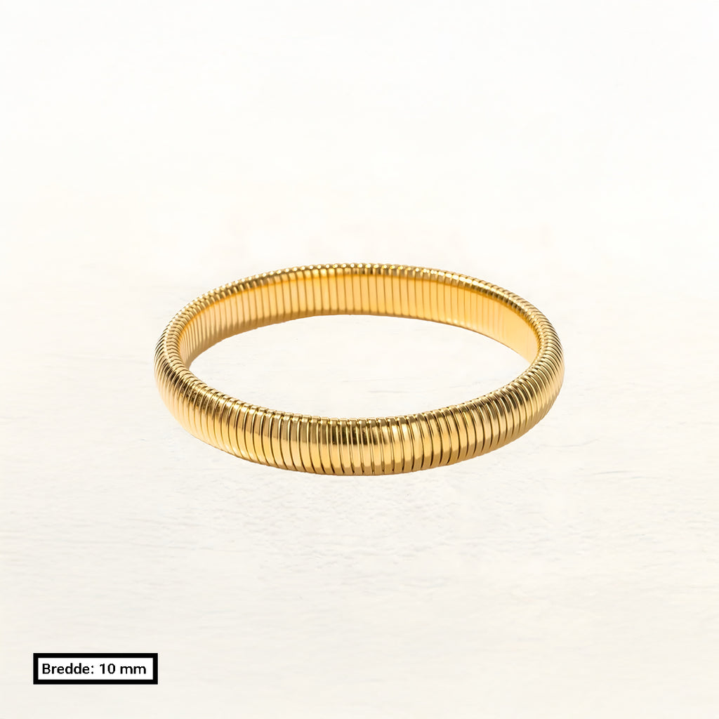 Liv - Bred Snake Armbånd Stretch Guld