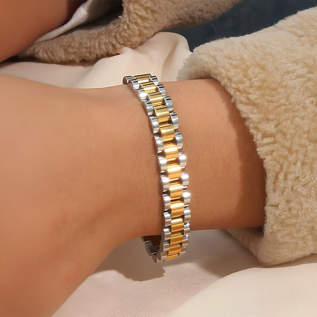 Marit Bred Armbånd I Guld Og Sølv