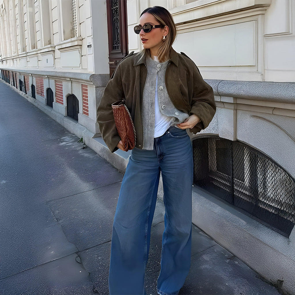 Selina™ | Luksus Bomberjakke I Ruskind