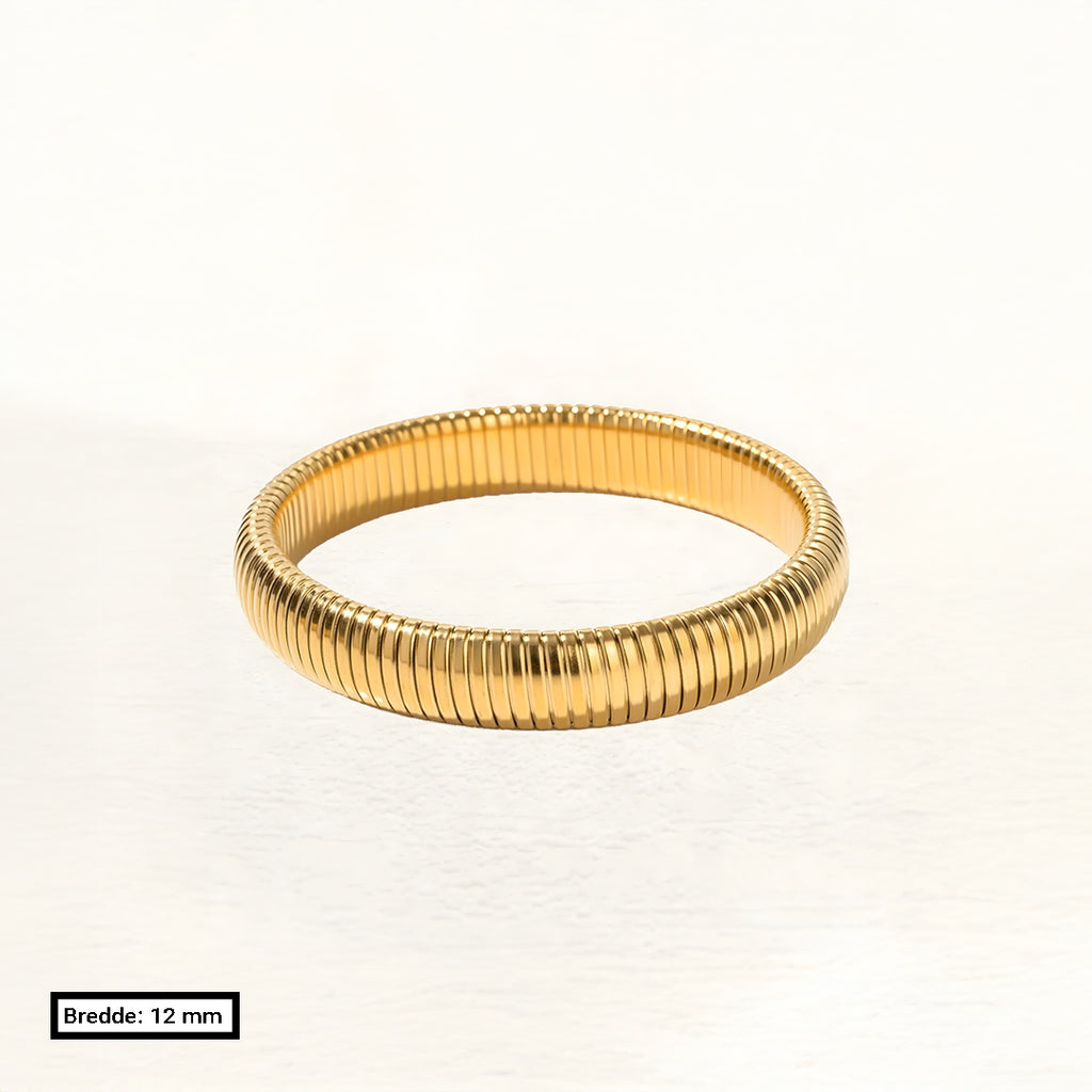 Liv - Bred Snake Armbånd Stretch Guld