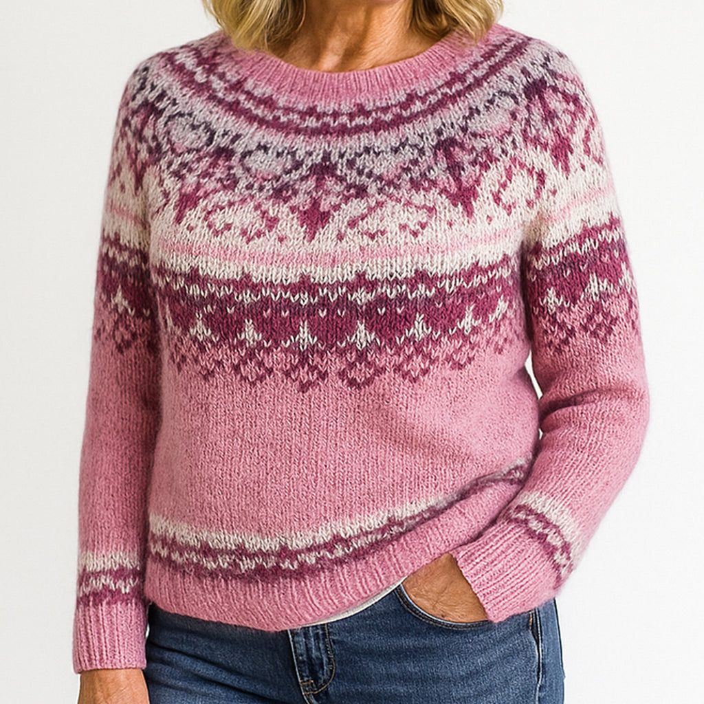 Védís™ | Elegant Vintage Sweater Lyserød