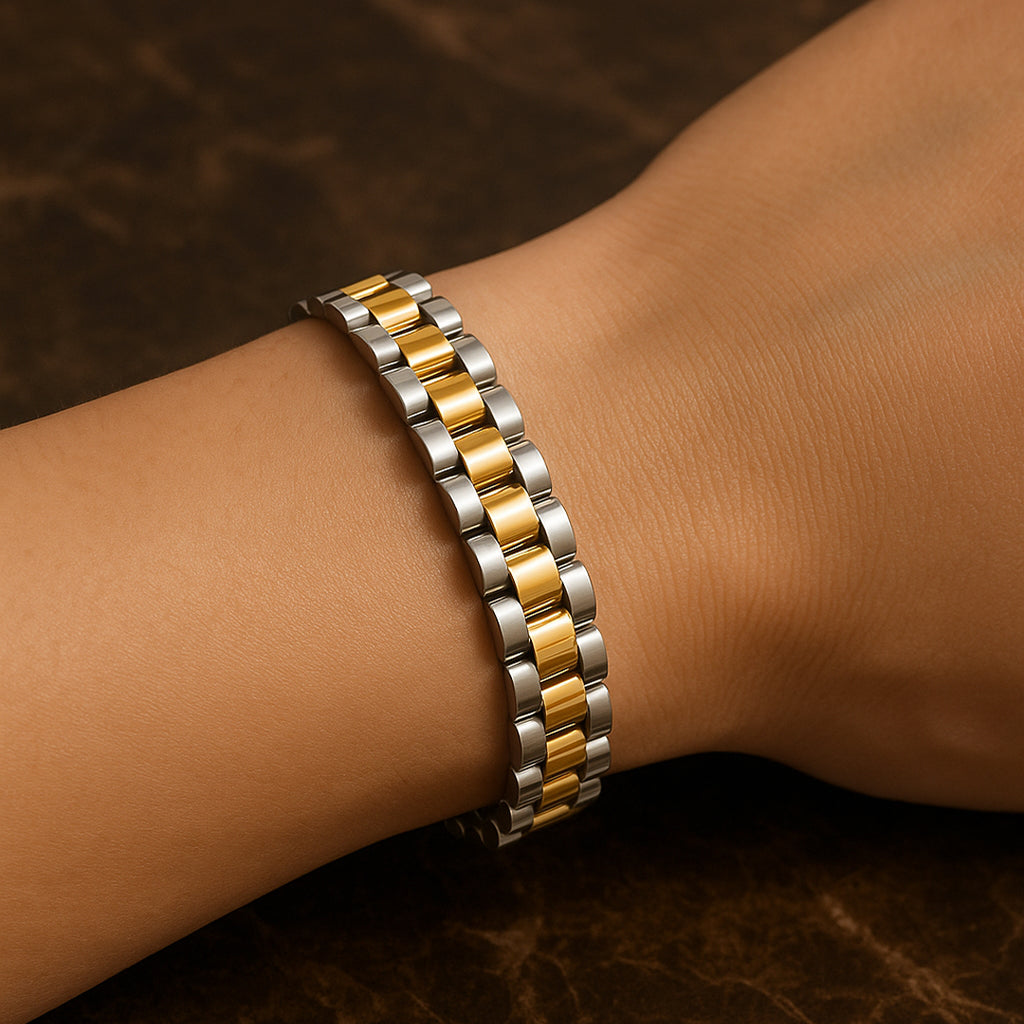 Marit Bred Armbånd I Guld Og Sølv