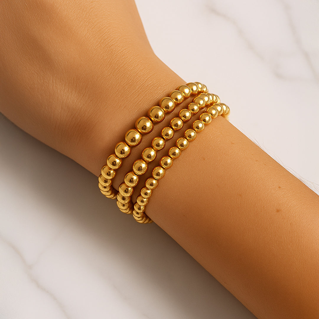 Freya Basic Beads Armbånd Guld 3, 4, 5 Eller 6 Mm