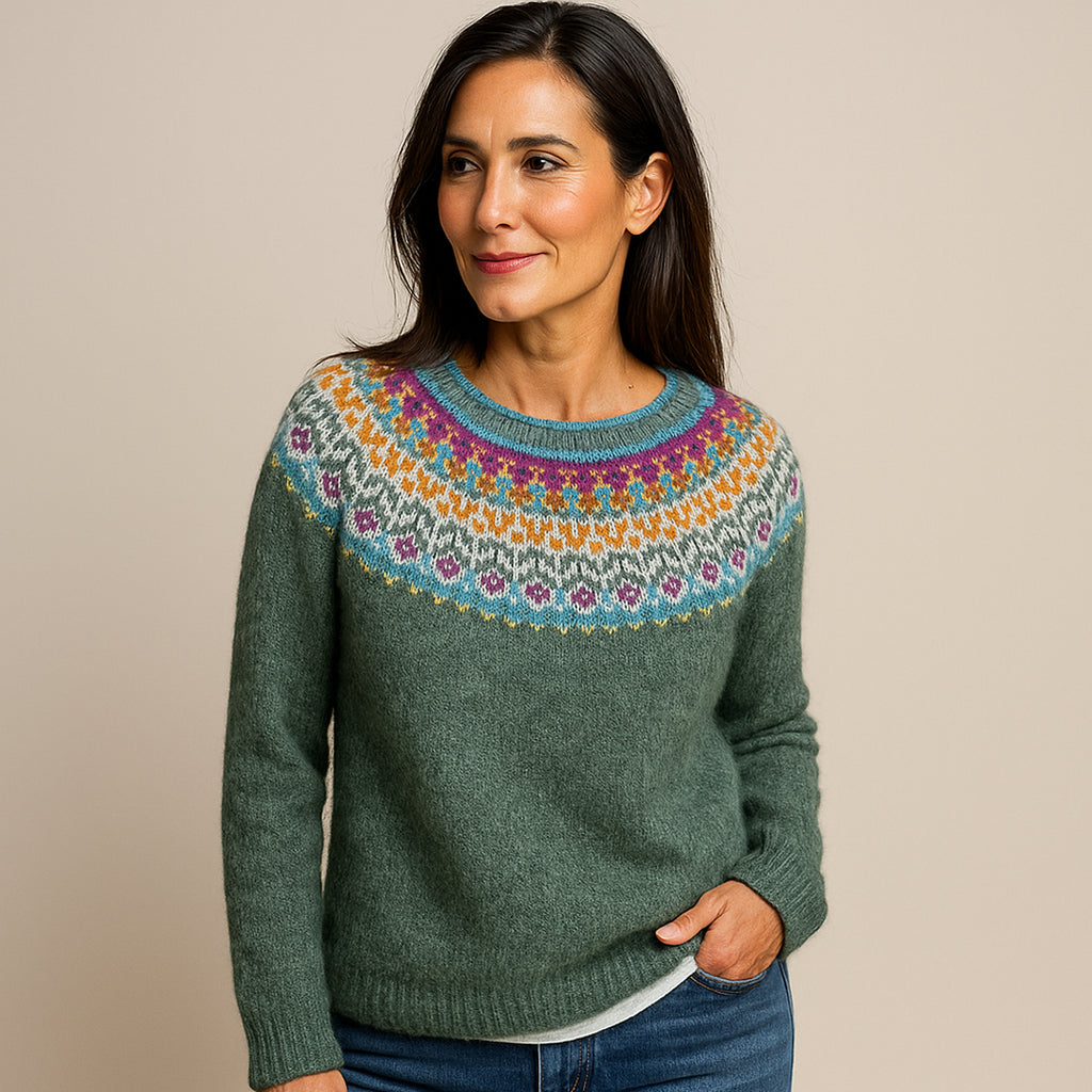 Vildís™ | Elegant Vintage Sweater Mørkegrøn