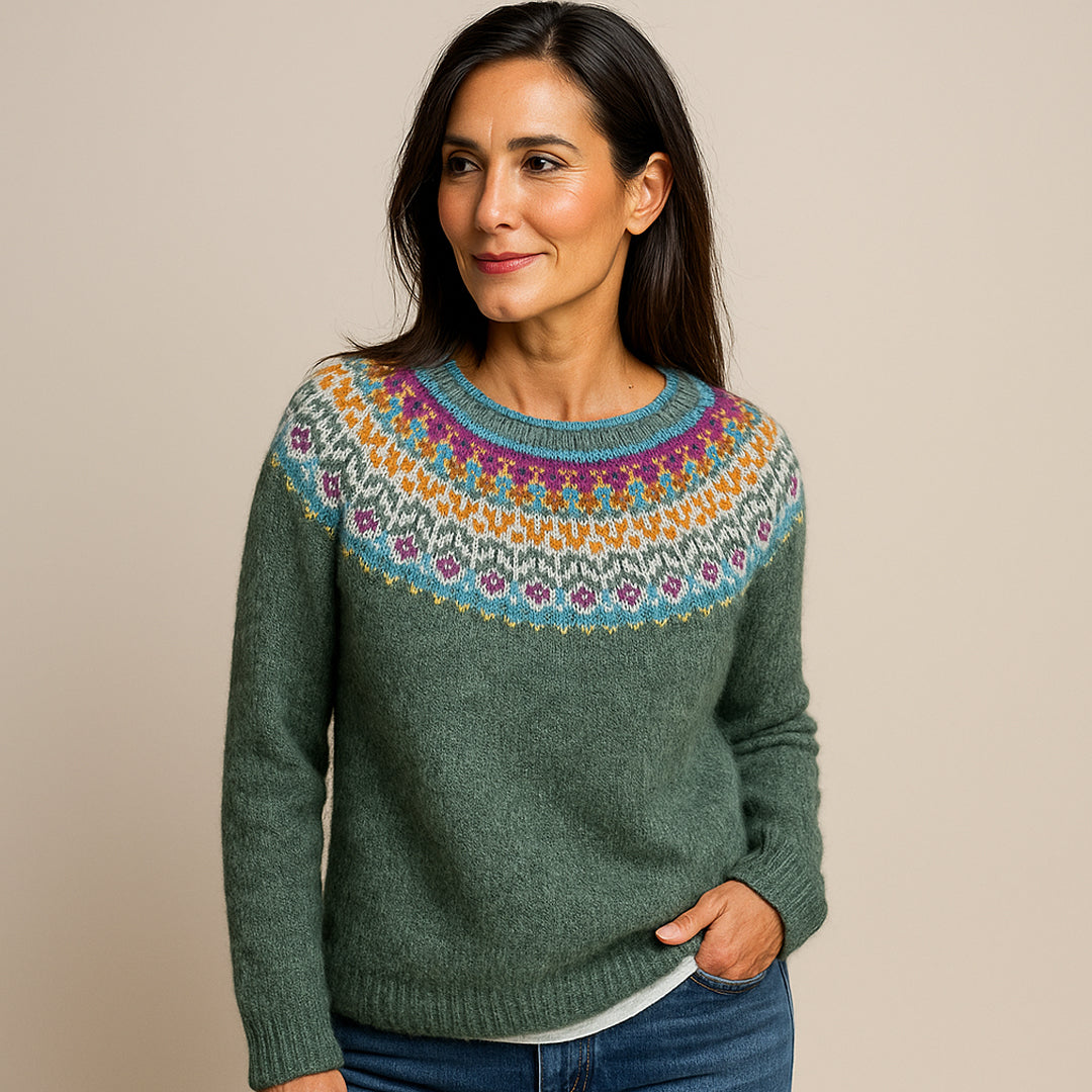 Vildís™ | Elegant Vintage Sweater Mørkegrøn