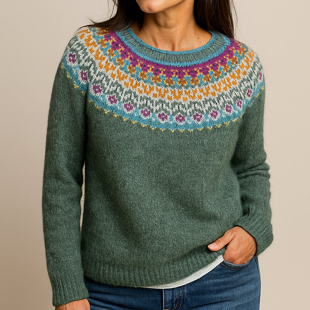 Vildís™ | Elegant Vintage Sweater Mørkegrøn