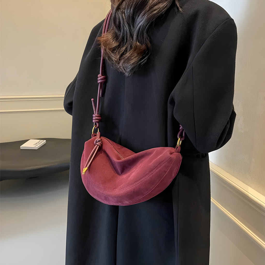 Alma™ | Suede Skuldertaske Vinrød
