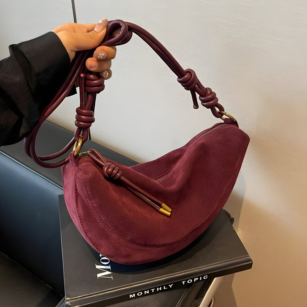 Alma™ | Suede Skuldertaske Vinrød