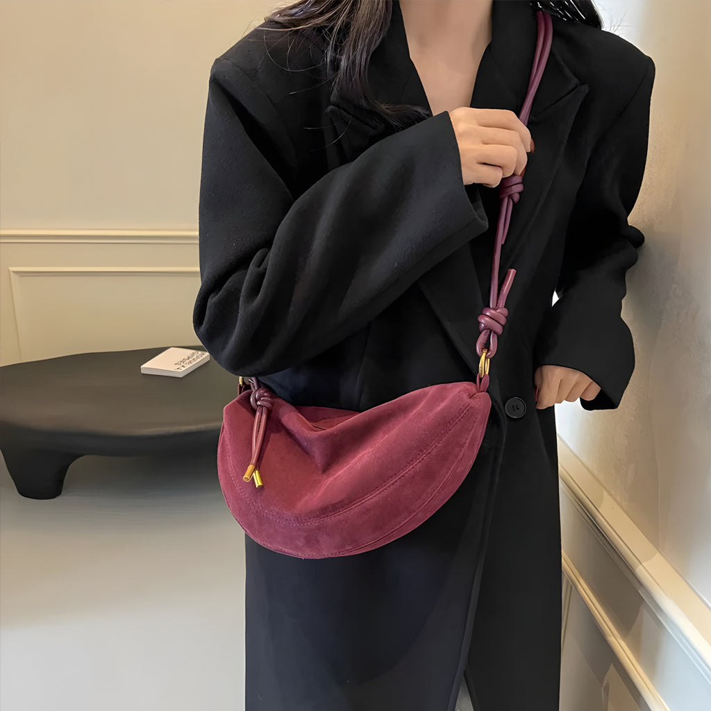 Alma™ | Suede Skuldertaske Vinrød